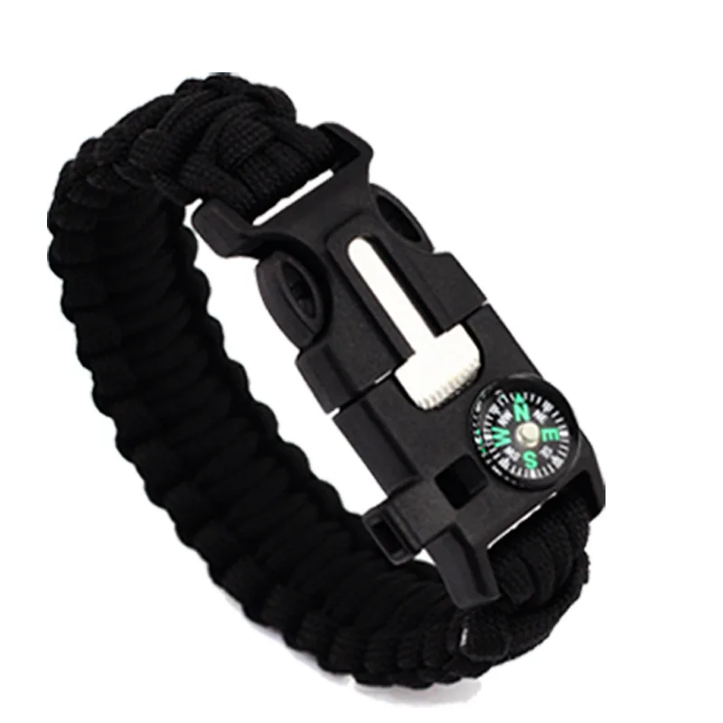في الهواء الطلق بقاء سوار الرجال النساء مزين Paracord متعددة الوظائف التخييم الإنقاذ الطوارئ حبل أساور البوصلة صافرة سكين