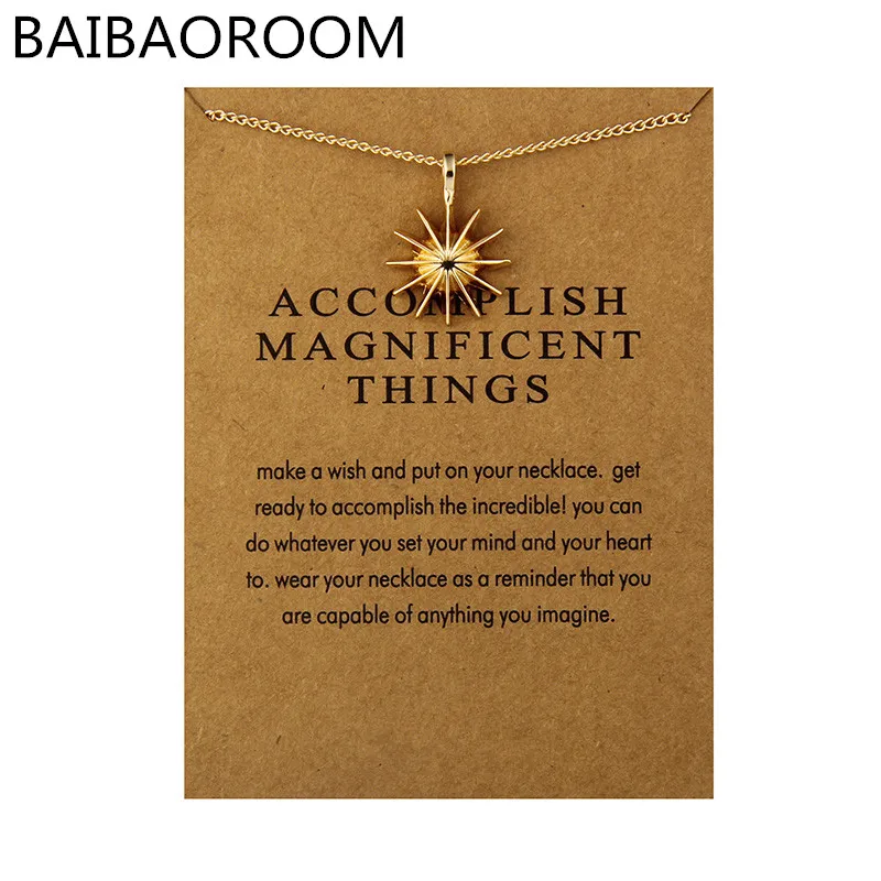 Fashion Jewelry Reminders Accomplish Magnificent Things Starburst Charm Necklace For Women