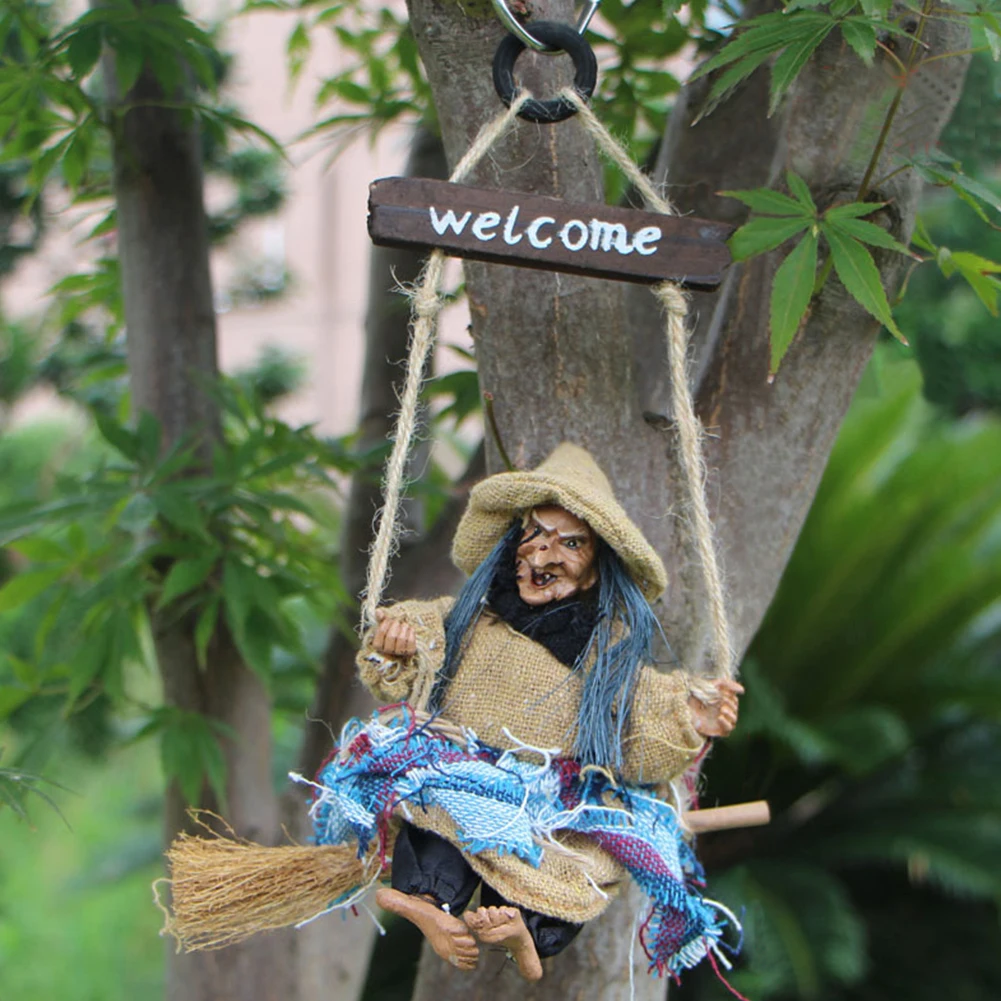 

Horror Door Party Garden Ornament Halloween Pendant Home Decor Bar Holiday Flying Scary Props Figurine Hanging Witch Wall