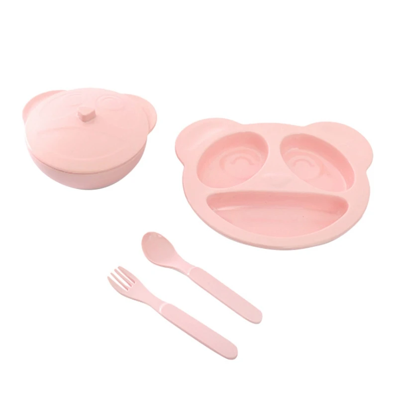 

Baby Bowl Food Container Eating Learning Dishes Spoon Fork Bowl with Lids Set Baby Dishes Organizer Cute Children Tableware
