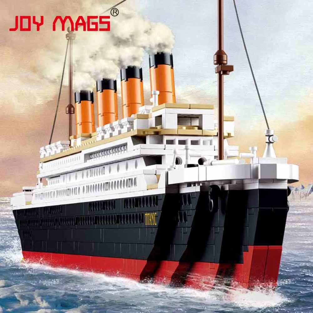 JOY MAGS, 1021 шт., Титаник, RMS, корабль, Джек и Роза, строительные блоки, наборы, игрушки, модель лодки, детский подарок, светильник