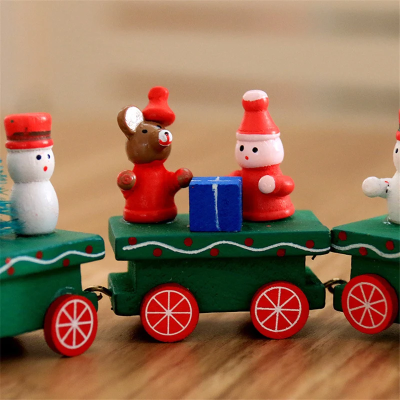 Рождественский поезд из дерева Natale украшение для дома Navidad год Санта Клаус Медведь Рождество Детские игрушки Деревянный Подарок YL894463