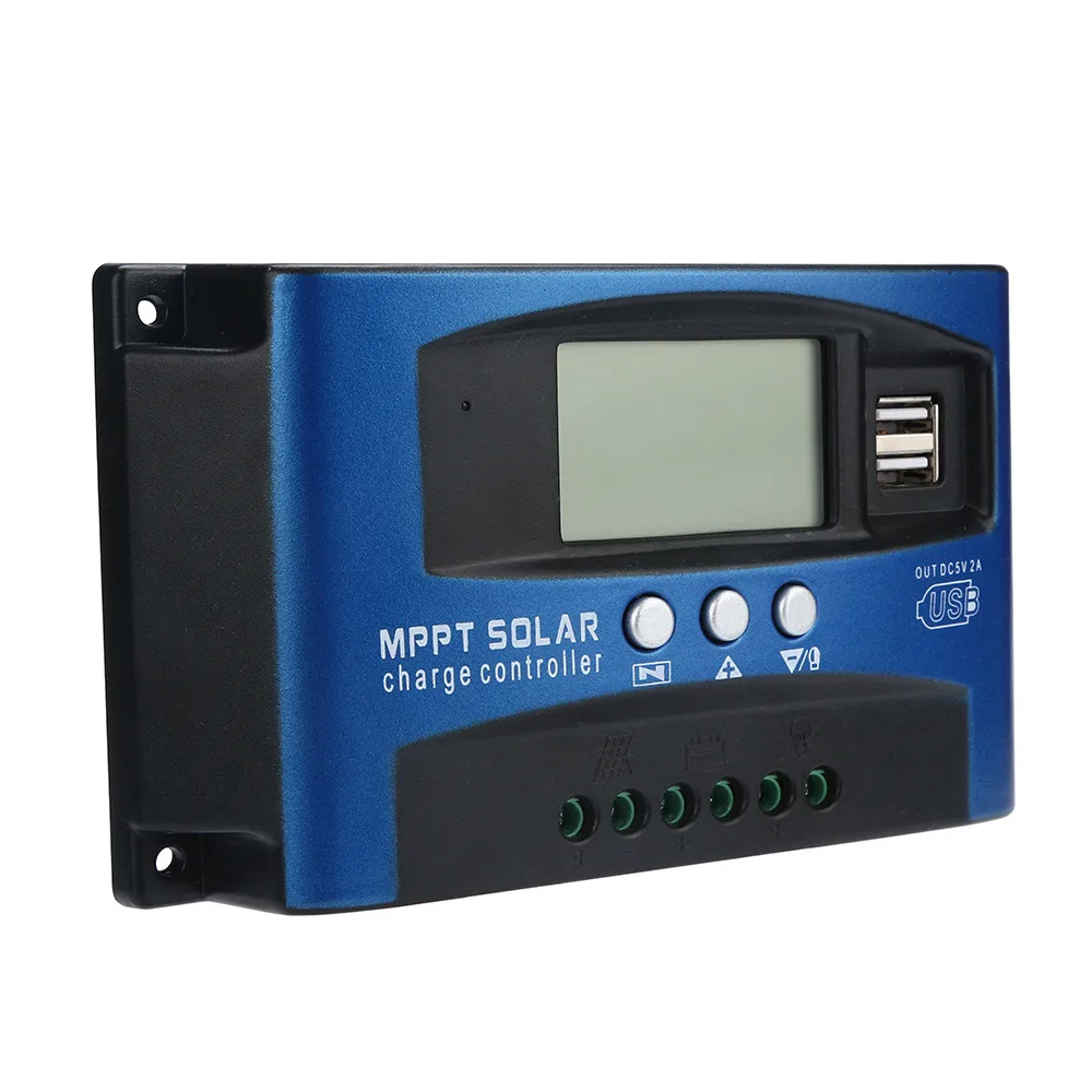Контроллер заряда солнечной батареи MPPT 40/50/60/100A с двойным USB ЖК дисплеем 12 В 24