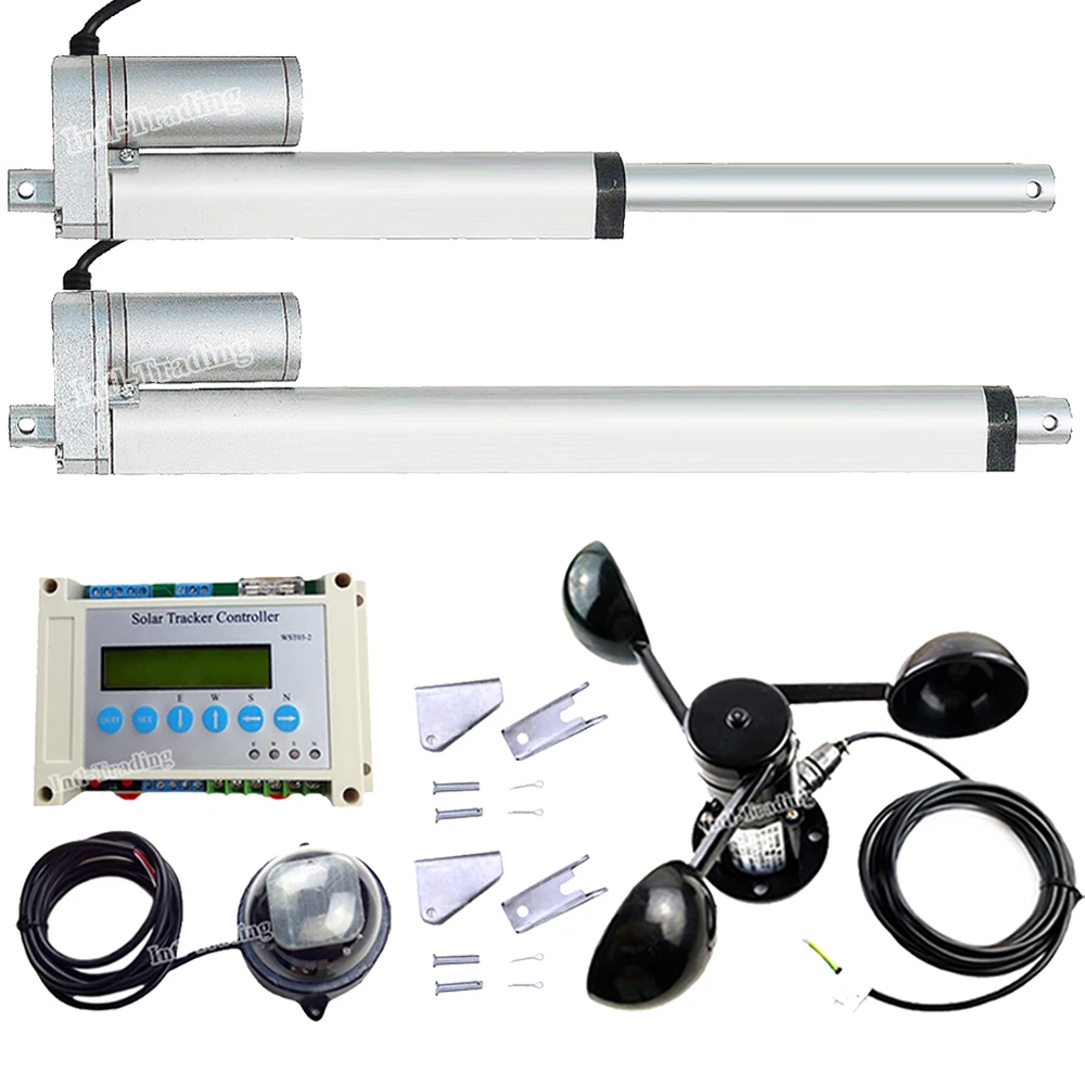 

2PCS 1500N 6"&12" Linear Actuators 12V Motor W/ LCD Electronic Controller W/ Wind Speed Sensor Dual Axis Solar Tracking Tracker