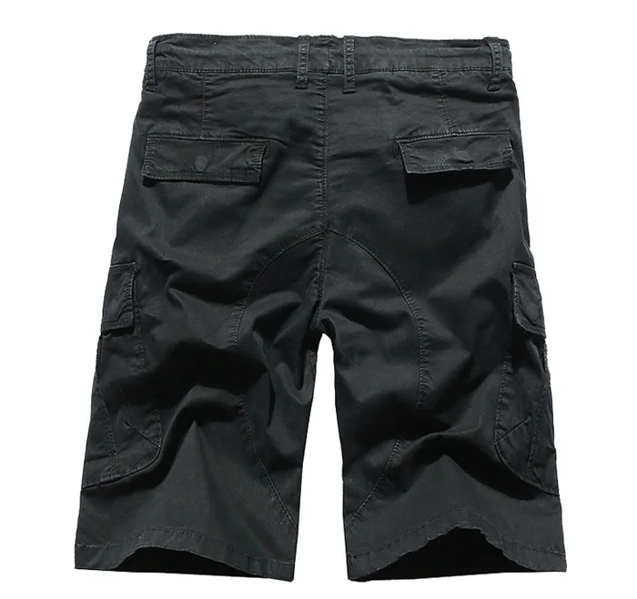 Новые летние однотонные х/Б мужские шорты Slim Fit по колено повседневное для мужчин одежда Высокое качество мульти карман молнии Брюки карго шорт