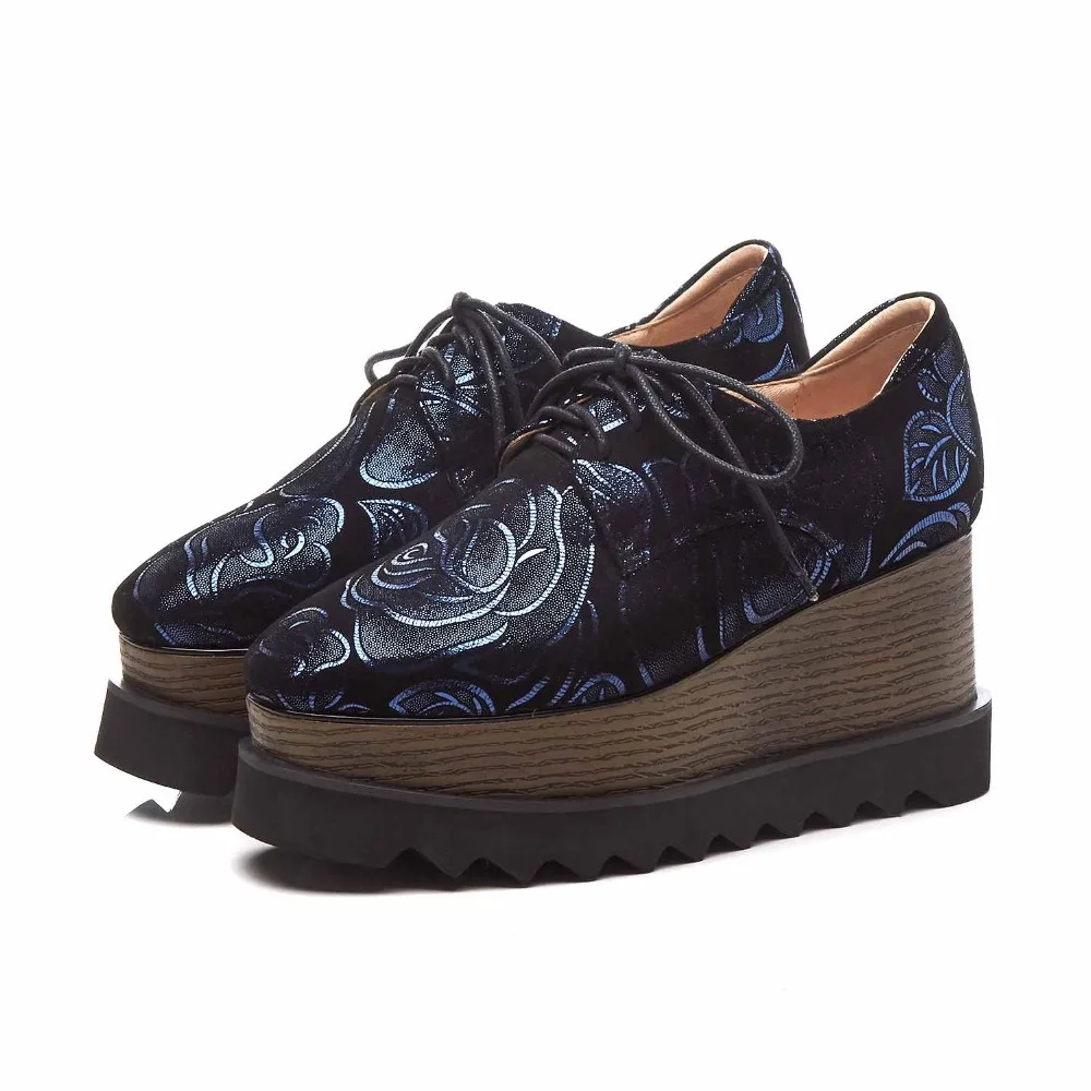 Krazing Pot/модные кожаные туфли-лодочки на высокой танкетке из Восточной овечьей замши высокого качества; Роскошная обувь с вышивкой; L04