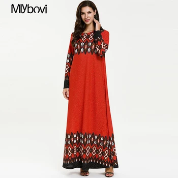 

Elegant Red Patchwork Maxi Dress 2019 Long Maxi Plus Size Vintage Vestidos Verano Jubah Ramadan Middle East Islamic Clothing