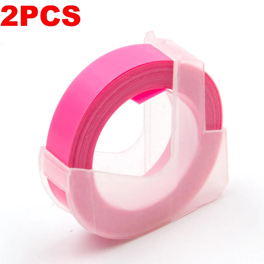 Absonic 2 рулона 9 мм 3D для тиснения, из ПВХ ленты этикеток совместимый с dymo 1610 1880 12965 ручные принтеры этикеток для Motex E101 производитель этикеток - Цвет: Fuorescent  Pink