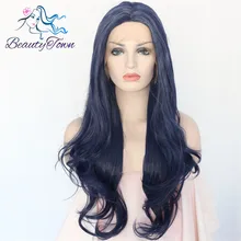 BeautyTown волновой Тип термостойкие волосы пурпурно-синего цвета ручной парик для косплея синтетические кружева спереди вечерние парик для женщин