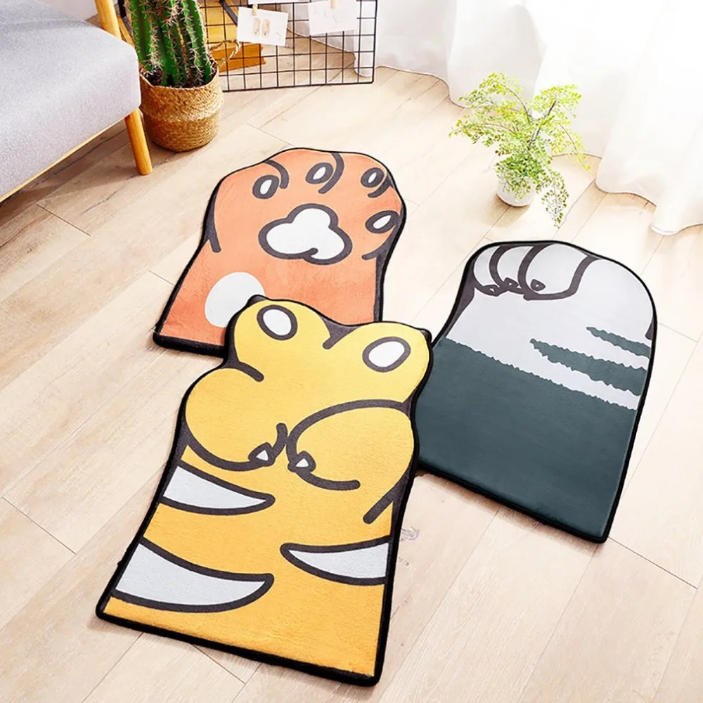 Flannel Cartoon Animal Pattern Home Creative Carpet Mats Home Suede Bedroom Kitchen Long Strip Non-Slip Absorbent Mat