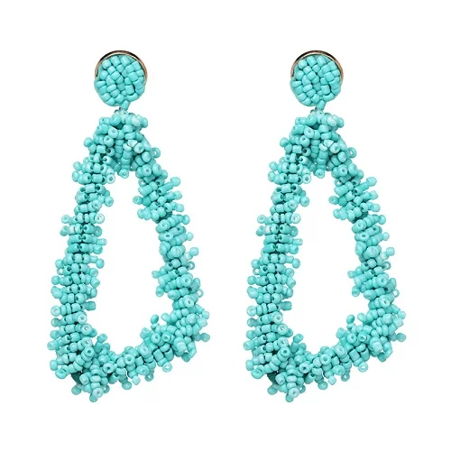 JUJIA Boho модные висячие серьги с бусинами для женщин, Красочные Висячие массивные серьги, ювелирные изделия, подарки - Окраска металла: 51454-LB