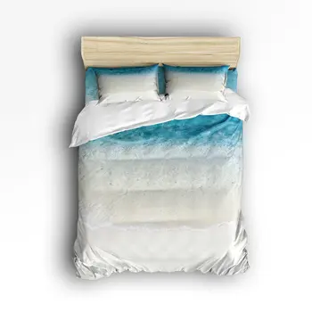 

King Size Bedding Set- Beach Clear Sea Sand Ocean Decor Duvet Cover Set Bedspread for Children/Kids/Teens/Adults, 4 Piece