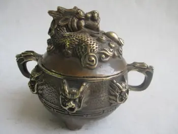 

Chinese sculpture old copper incense burner, three legs, Kowloon