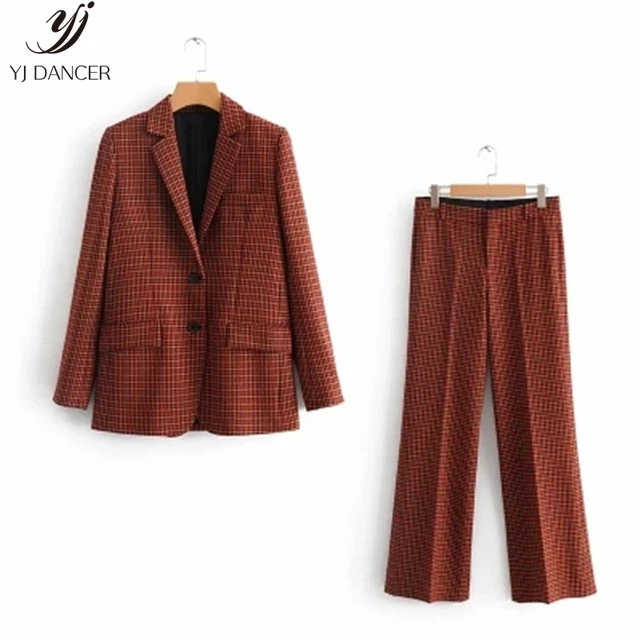 Cheap 2018 Femininity Suit Fashion New High quality Personality Spring Autumn Loose Plaid Long Sleeve Two-Piece Suit Slim Suit H0118 Cheap 2018 Femininity Suit Fashion New High quality Personality Spring Autumn Loose Plaid Long Sleeve Two-Piece Suit Slim Suit H0118