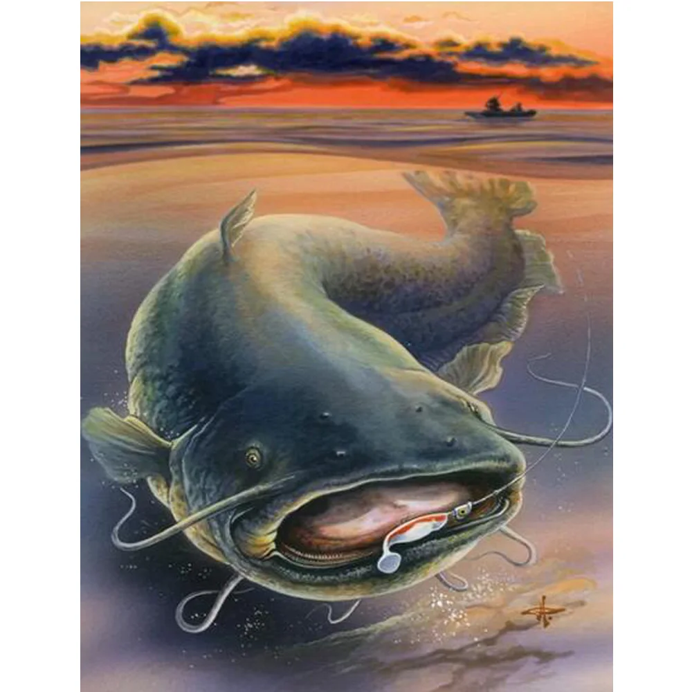 

Full Square / Round Drill 5D DIY Diamond Painting Cross Stitch "fishin" 3D Embroidery "fishin" mosaic 5D Home decor gift YU725