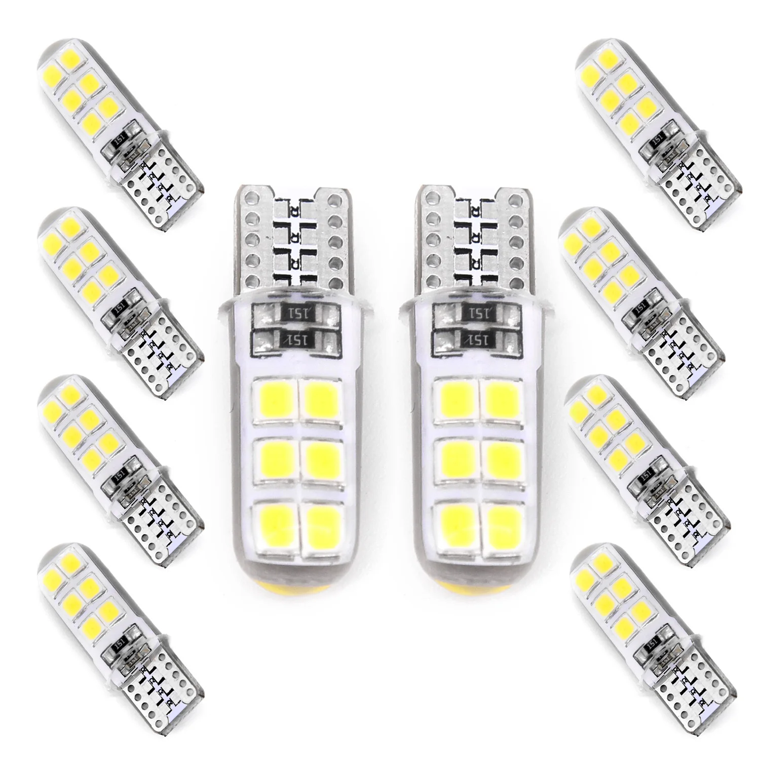 

10pcs 2W 194 W5W T10-2835-12SMD COB LED White Car CANBUS License Plate Lights Auto Tail Light