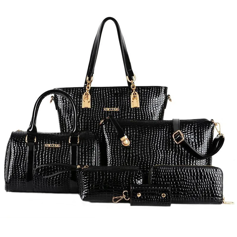 6 Pieces Women Handbag Crocodile PU Female Shoulder Bags Bolsas Feminina Big Capacity Bag Femme Designer Set Handbags SS0292 (7)