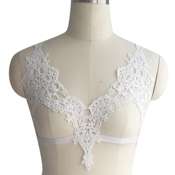 

Elegant White Lace Harness White Flower Body Cage Bra Open Chest Lace Bra Sexy Crop Top Bondage Harness Women Bodysuit O0296