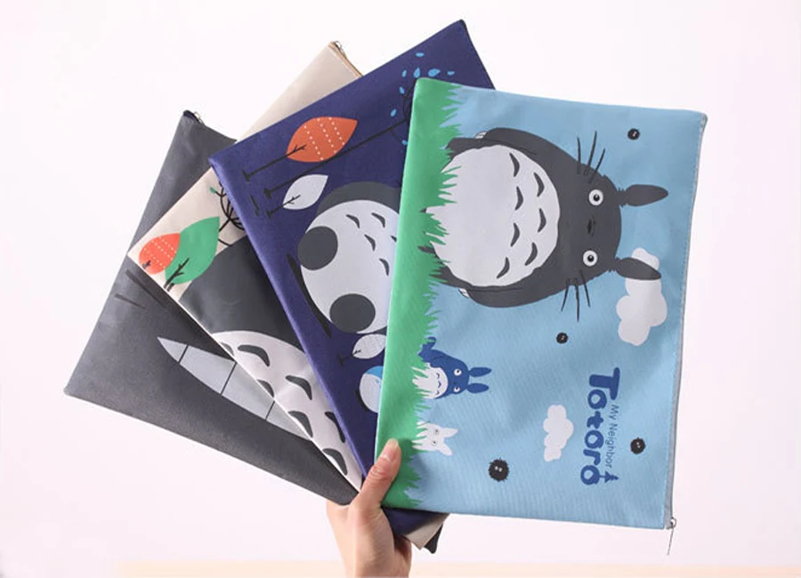 

1PC 33.5*23.5cm Cute My Neighbor Totoro Canvas A4 File Folder Document Filing Bag Zipper Stationery Bag