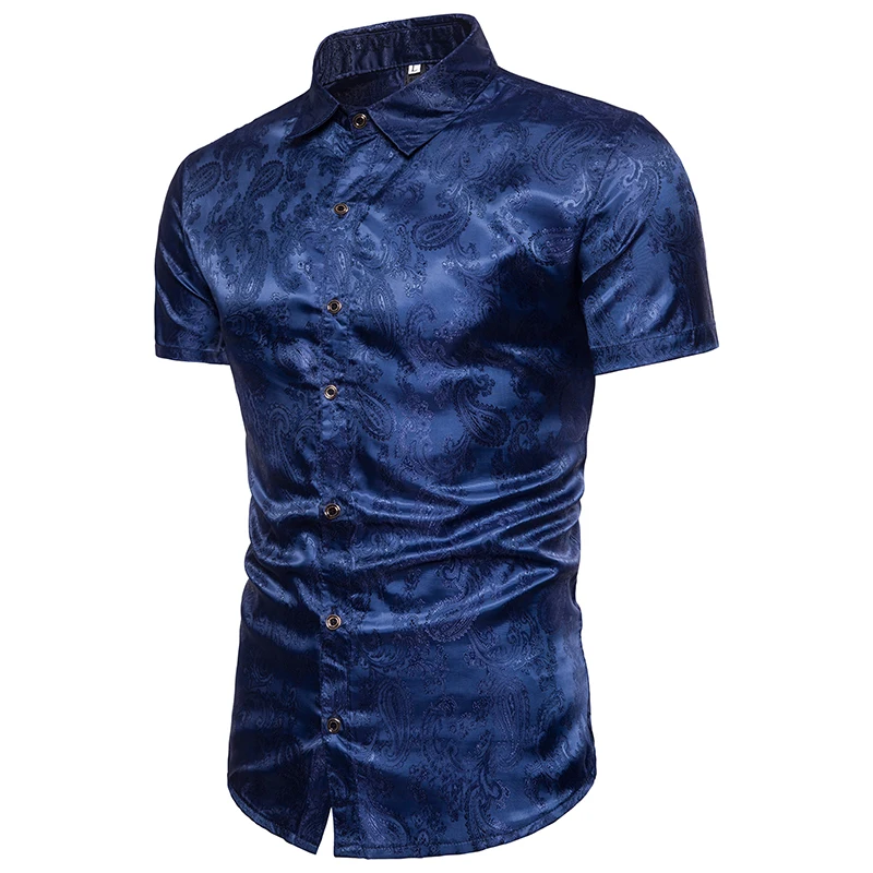 Мужская одежда 2019 летняя новая рубашка модная вышивка тренд Мужская рубашка с короткими рукавами Повседневная брендовая рубашка Camisa Masculina