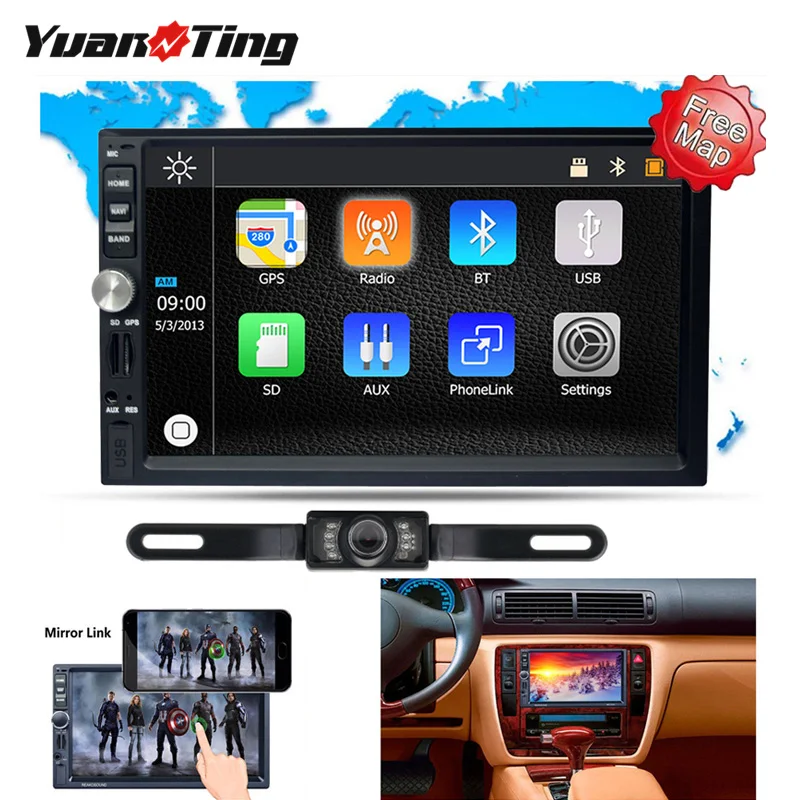 Yuanting 7 ''цифровой Bluetooth 2 DIN Авто радио мультимедиа плеер для автомобиля gps