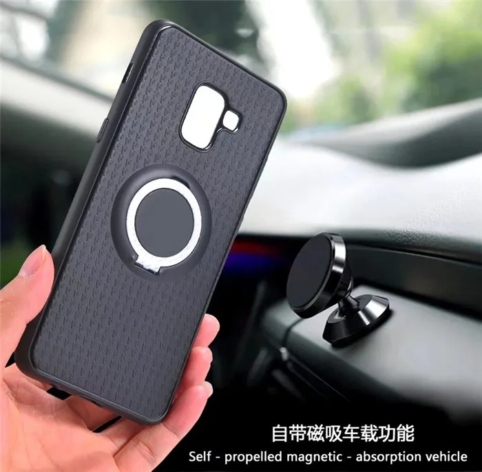 

For Samsung Galaxy A8 2018 case Car Holder Stand Magnetic Suction Bracket Finger Ring Soft TPU Cover for Samsung A8 Plus 2018