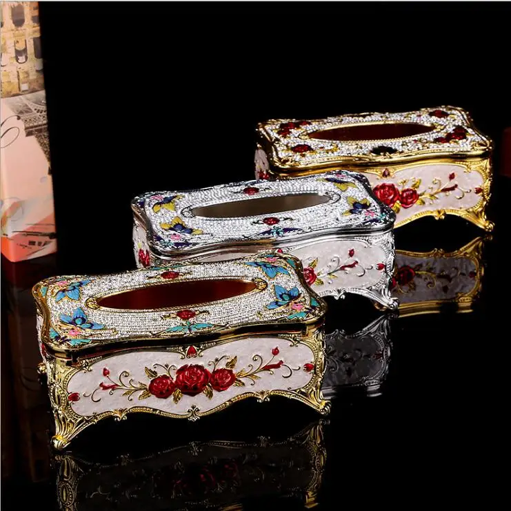 

European hotel bar pumping tissue storage box alloy tissue box with drill holder napkin.napkin box for Home Decoration ZJH059