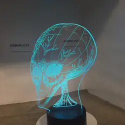 Чужой Новый 3D светодиодный ночник Другое планет люди голову с 7 цветов свет для украшения дома лампа визуализации оптический Декор