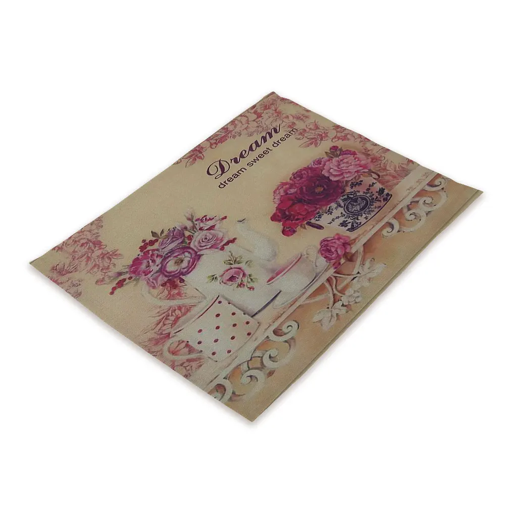 CD11-10 2PCS Flower Table Napkins Provence Lavender Pad On The Table Pad Linen Retro Decor Mug Cup Dish Mat Table Mats Kitchen Placemat - Цвет: CD11-10