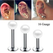 1 шт. акриловый белый жемчужный шар губная серьга-гвоздик кольцо Orelha хрящ верхнее ухо гвоздик для пирсинга в хряще Tragus Пирсинг ювелирные изделия для тела