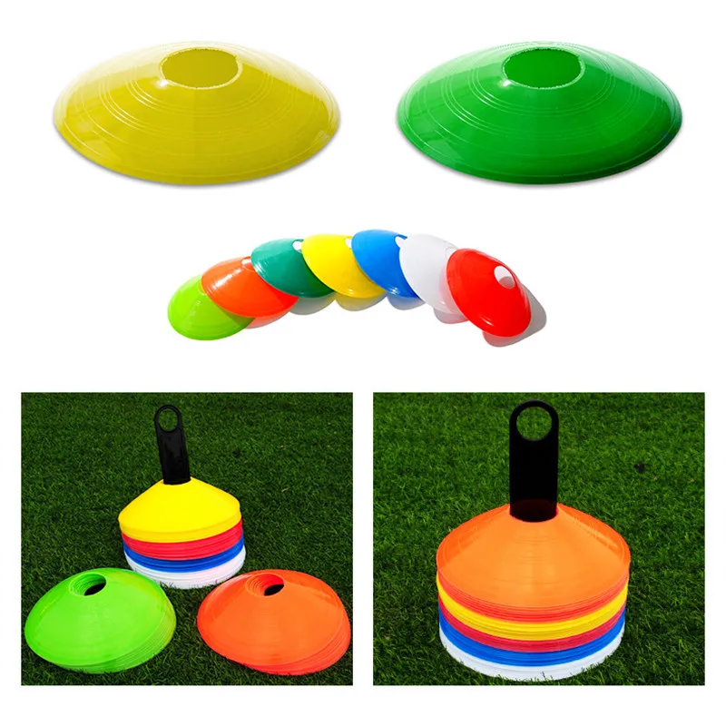 

Practial 10PCS Soft Round Mouth Logo Flexible Plastic Football Flying Saucer Plate Soccer Obstacle Training Equipment Sign Disc