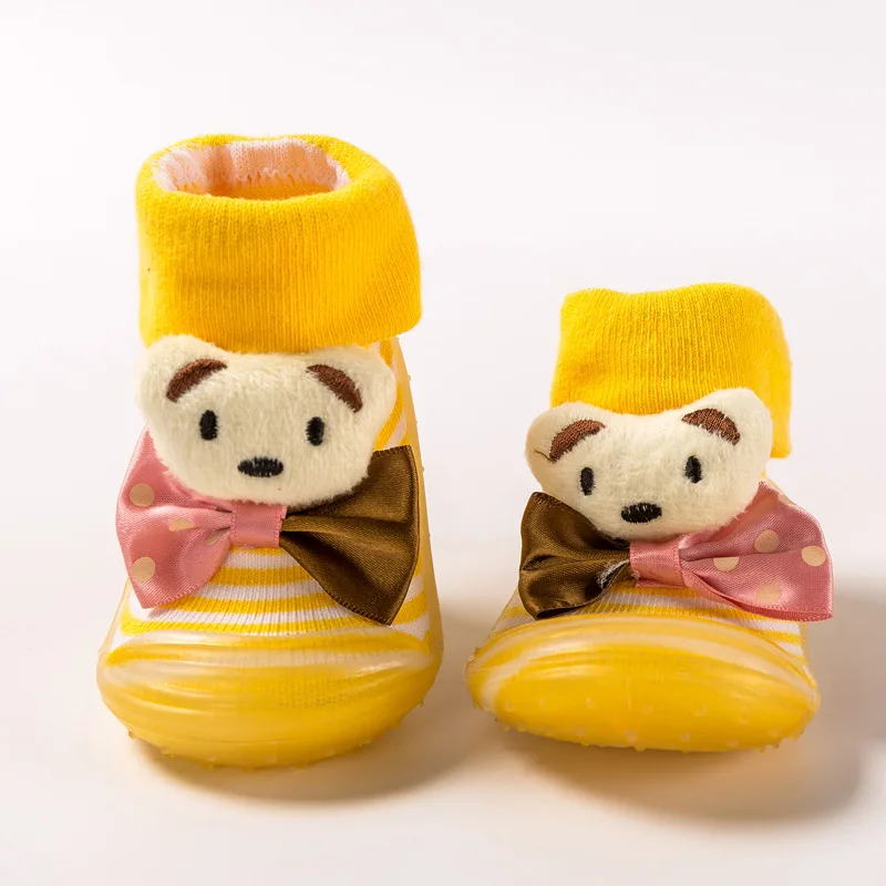 Нескользящие Детские длинные носки без пятки обувь для маленьких девочек обувь для маленьких мальчиков коллекция года, детские вещи для новорожденных, детская обувь с изображением животных - Цвет: Цвет: желтый