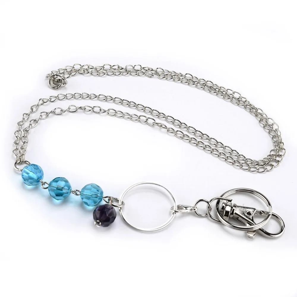 Fashion Stained Glass Beaded ID Name Badge Holder Necklace Perfect for