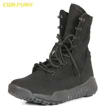 CQB. FURY/летние мужские армейские ботинки из дышащей кожи тактические ноские армейские ботинки из сетчатого материала очень легкий ботинок на шнуровке в Военном Стиле, размеры 38-46