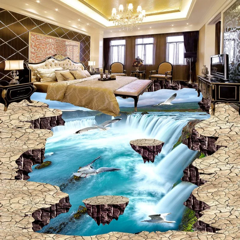 Free Shipping Flowing water flooring picture wallpaper playground