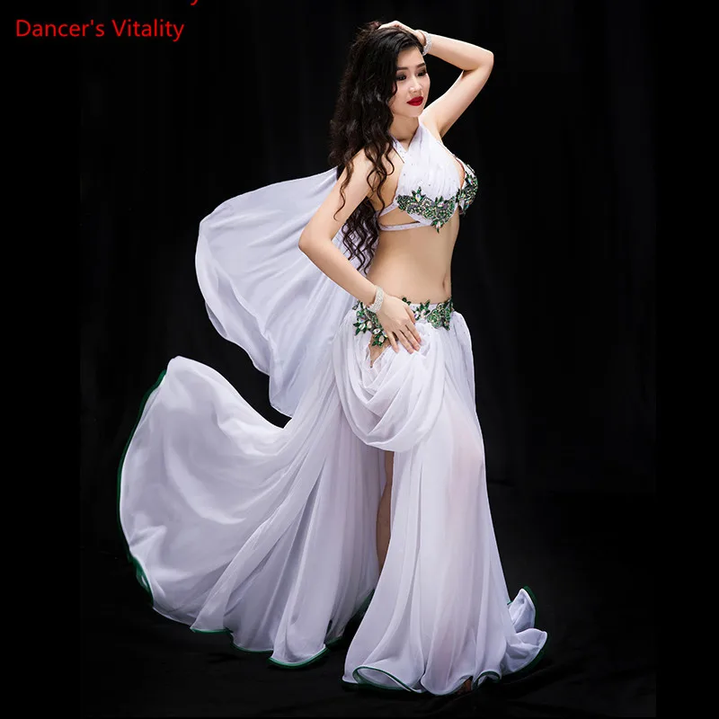 

Women Lady Belly Dance Ribbon Bra Ruffled Hem Skirt Set Competition Performance Clothes Girls Indian Oriental Dancewear Garments