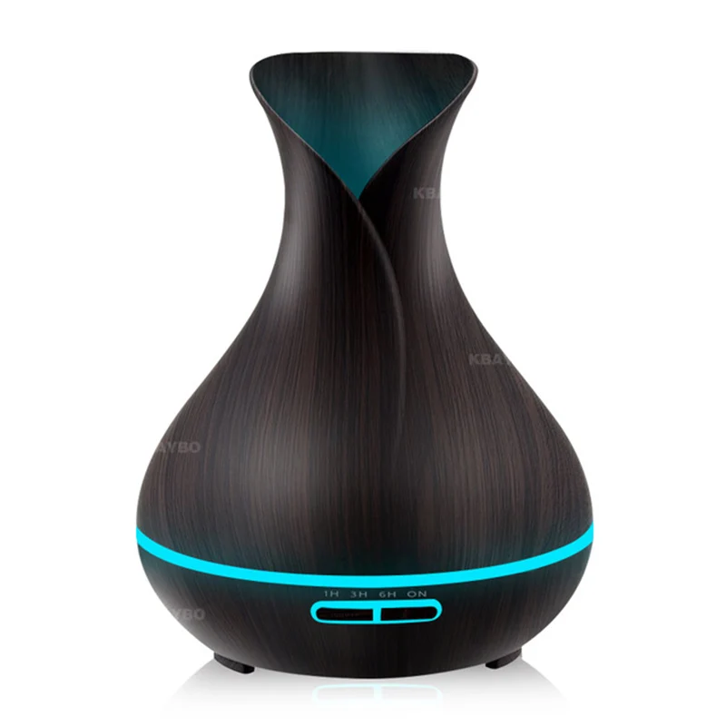 

300ML Vase Wood Grain Gradient Aromatherapy Machine Wood Grain Humidifier Air Purifier 7 Color Oil Humidification Sprayer