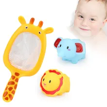 Новинка, 1 комплект, детские купальные игрушки, плавающие мягкие резиновые животные, водяная ванна, игрушки, брызги с ложкой-сеткой
