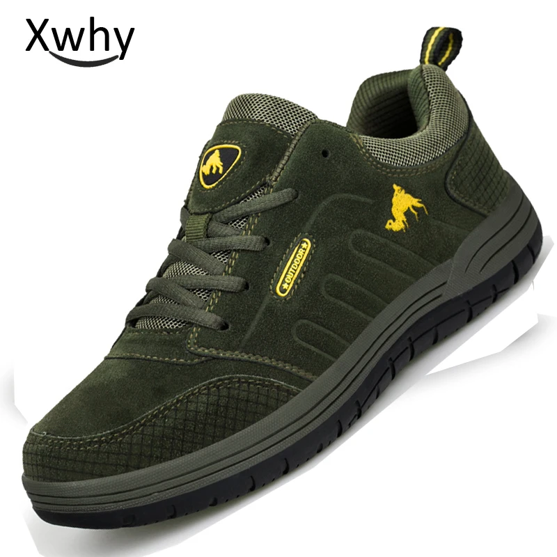 

XWHY 2018 New Arrival Men Mountain Hiking Shoes Leather Hunting Spring Autumn Mens Outdoor Sport Shoes Climbing Sneakers