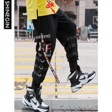 SHINEGIN Multi-ribbons Harem Pants Men Hip Hop Casual Joggers Trousers Male 2019 Summer Trendy Tactical Sweatpants 073W