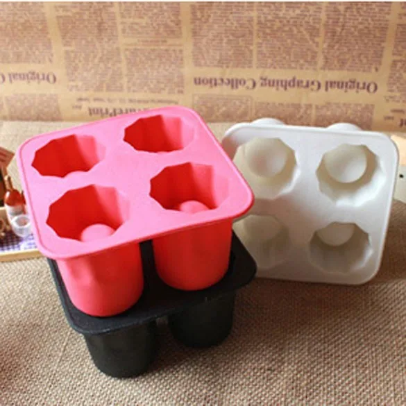 ATB Big Block Silicone Ice Cube Tray Large 2x2 Red Party Bar Cocktails Drink Mold