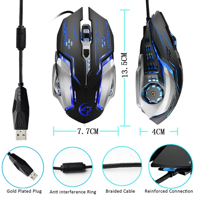  G815 Gaming Mouse 3200Dpi 6 Buttons Led Backlight Usb Wired Optical Mice For Pubg Lol Dota 2 Pc Lap