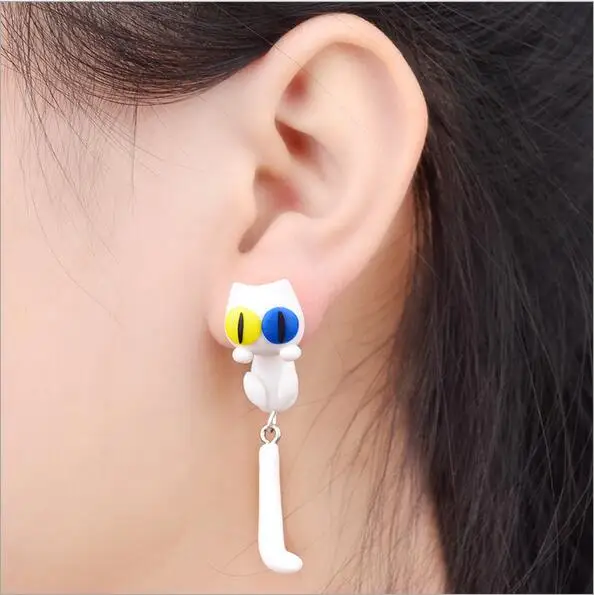 Funny Cat Polymer Clay Ear Studs Earrings For Women Girls Earings