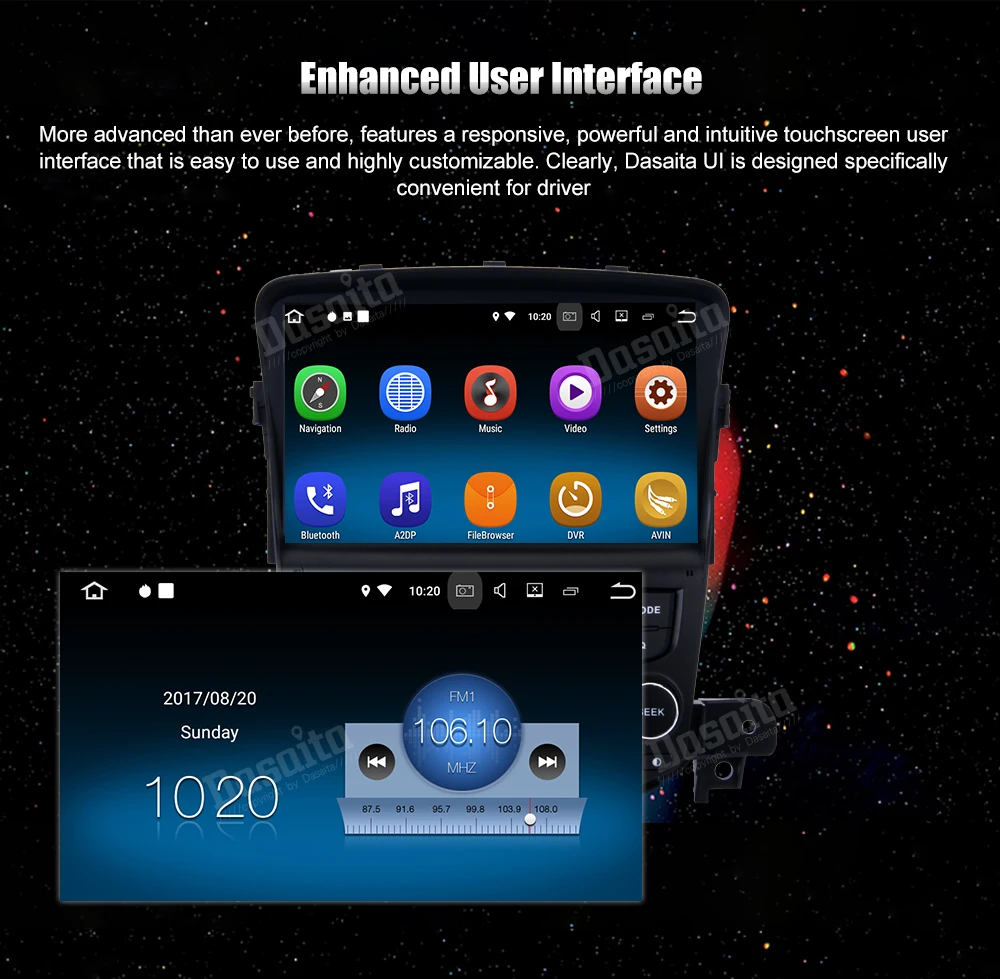 Clearance Dasaita 8" Android 8.1 Car GPS Player Navi for Chevrolet Cruze 2008-2011 with 2G+16G Quad Core Auto Stereo Radio Multimedia 14