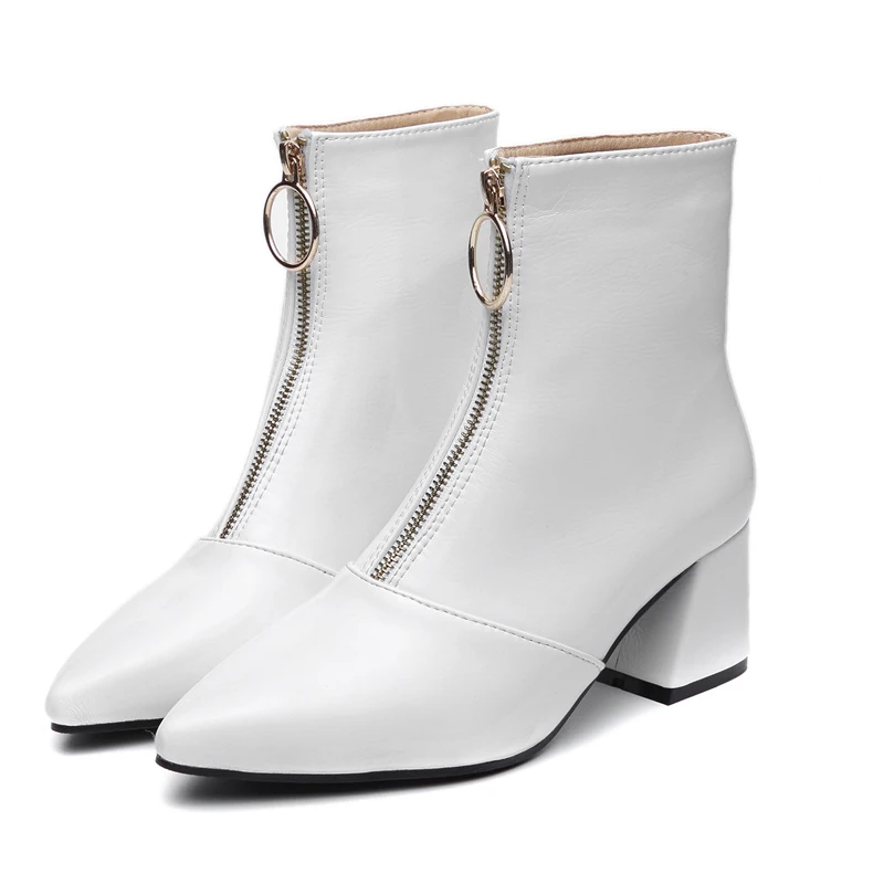 white tall heel boots