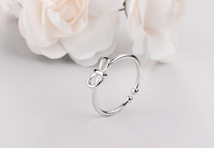 Silver-Bow-Ring-2019-New-For-Women-s-Movement-Casual-Sweet-Romantic-Exquisite-Atmosphere-Compact-Open