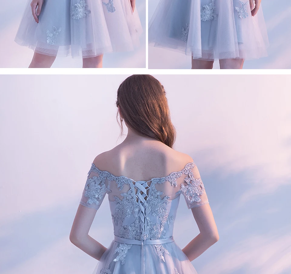 LAMYA элегантный короткий кружевной рукав Вечерние Дешевые праздничные платья платье выпускного вечера Простые индивидуальные vestido de festa