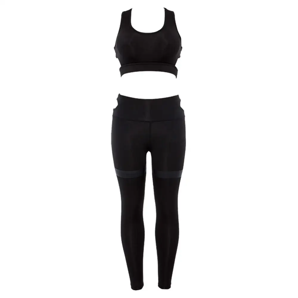 Черный костюм для йоги Для женщин спортивный костюм комплект для бега спортивная одежда для тренировок, фитнеса или йогой: Мастерка на одежда спортивный костюм для девочек, бюстгальтер+ трусики