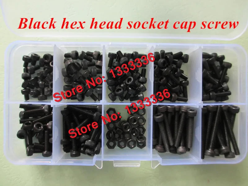 

280pcs/box M2.5 Screw Kits DIN912 Hex Socket Head Cap Screw Black M2.5*4/5/6/8/10/12/16/20/25mm