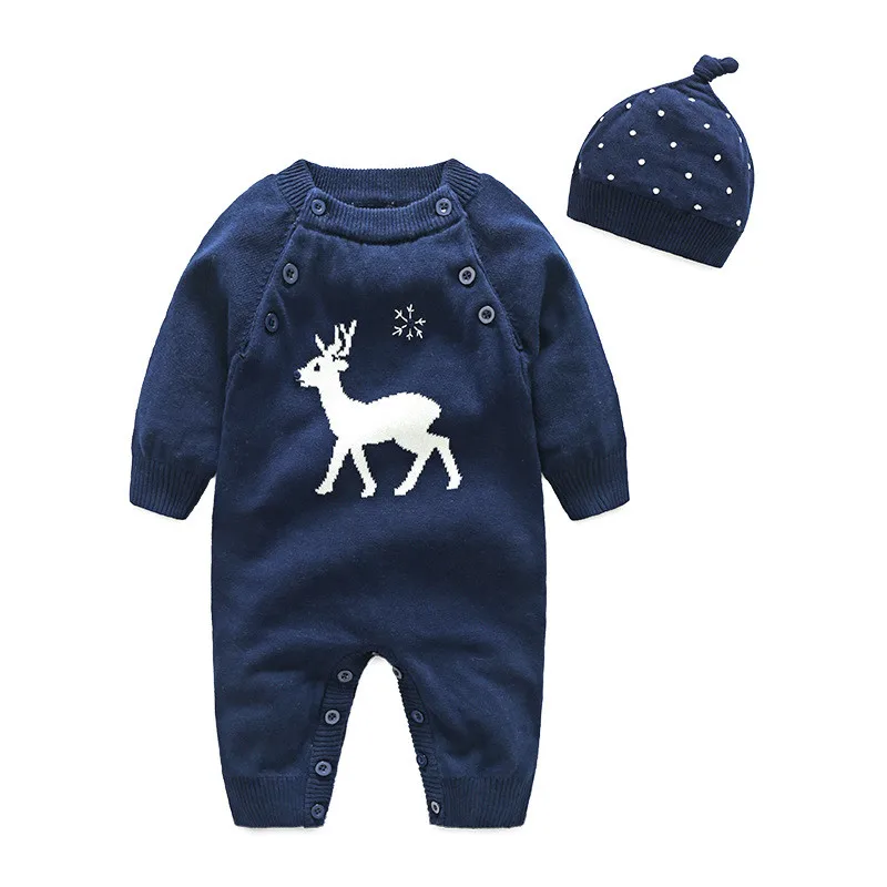 

Toddler Girl Romper Bunny Christmas Reindeer Knitting Newborns Bebes Boys Jumpsuits Outfits Spring Fall Children's Overalls Tops